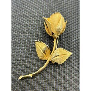 Vintage Giovanni Rose Brooch Gold Tone Metal Lovely, Signed Excellent Condition!
